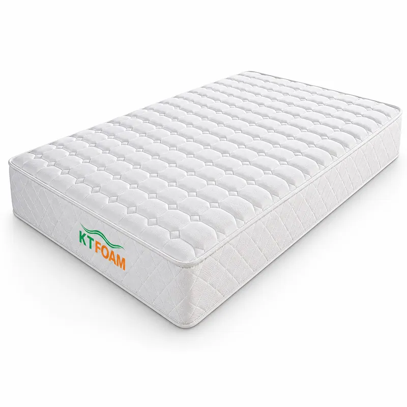 White quilted spring bed mattress on a white background